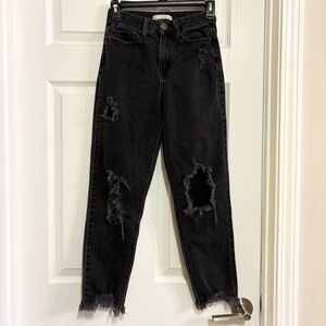 Sonoma Black Distressed Straight Leg Jeans